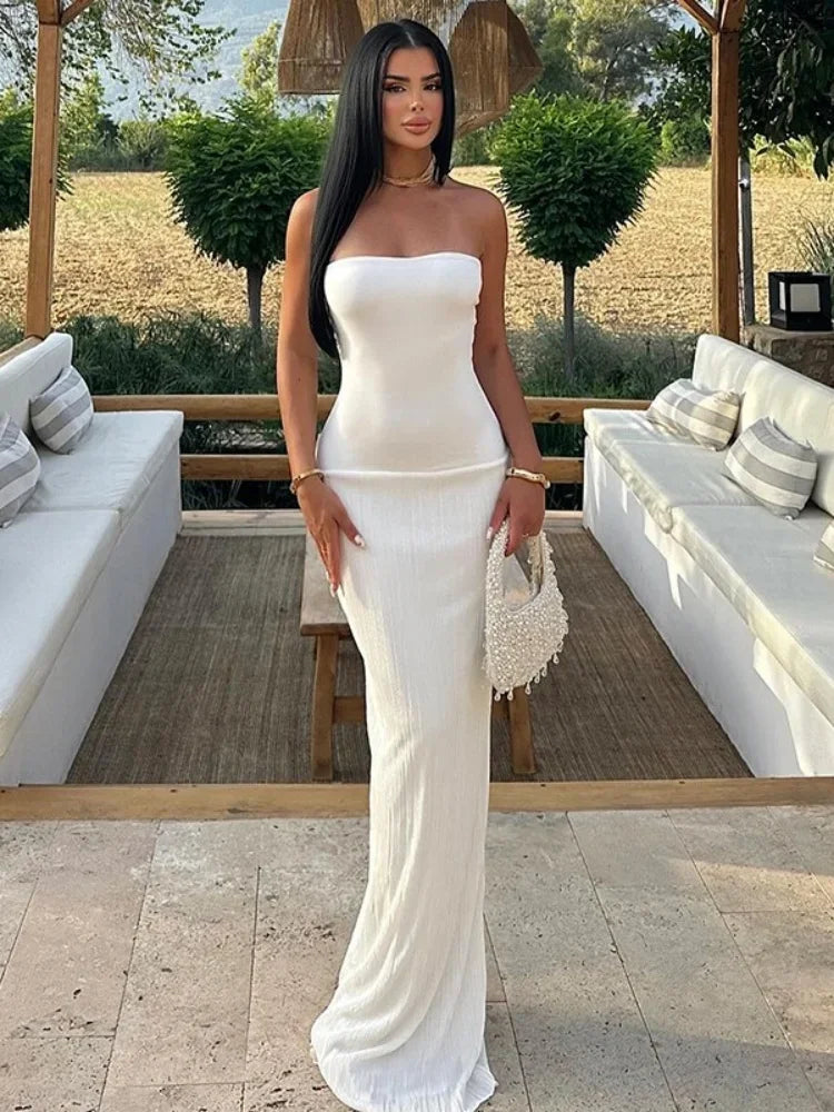 Elegant Strapless Bodycon Maxi Dress for Evening Events - Image 5