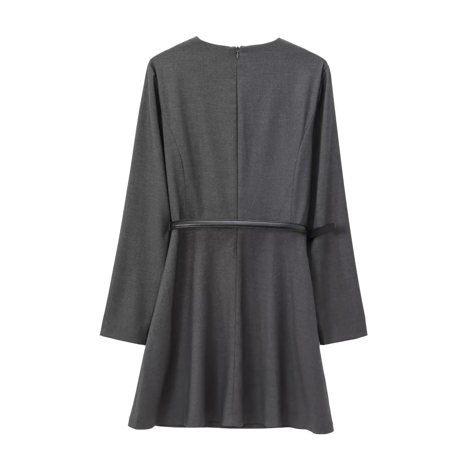 Elegant Women's Belted Short Dress for Autumn & Winter - Image 10