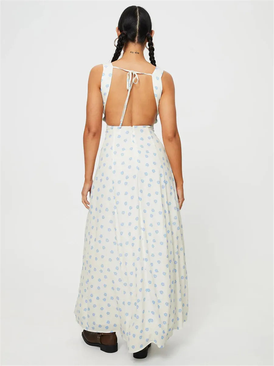 Floral Print Backless Summer Dress for Elegant Occasions - Image 5