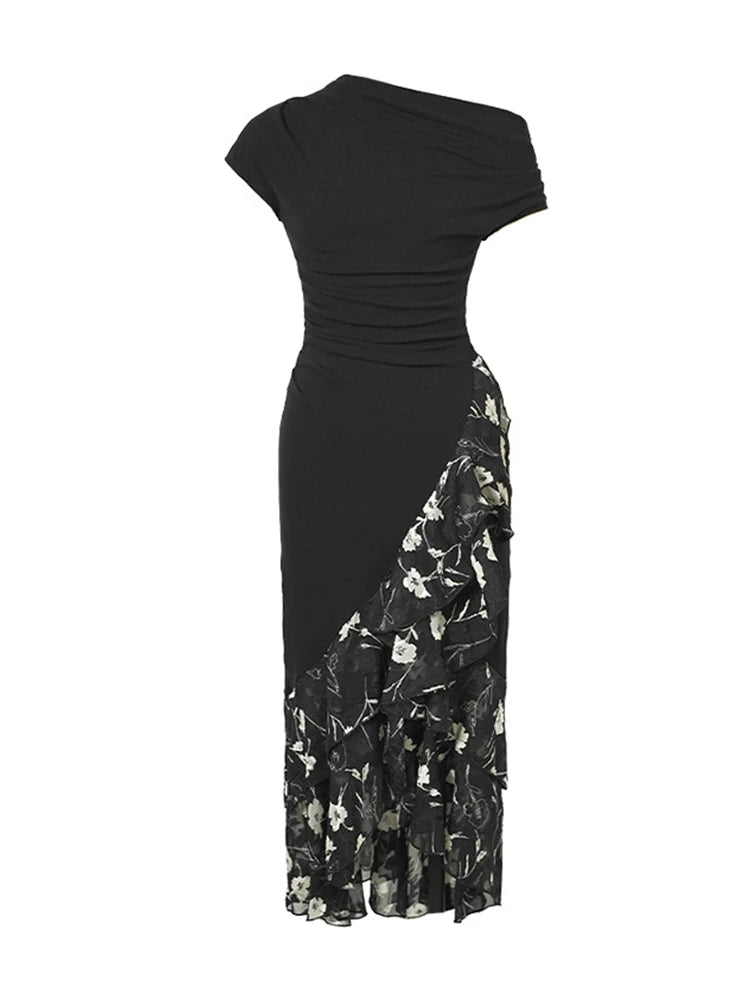 Elegant Off-Shoulder Black Bodycon Maxi Dress for Parties - Image 4