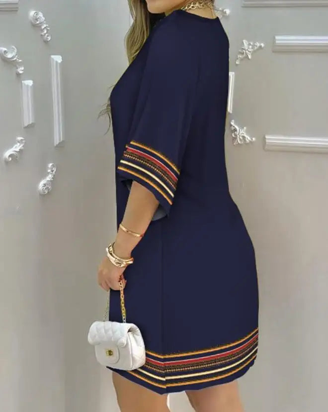 Elegant Boat Neck Casual Dress with Floral Print - Image 9