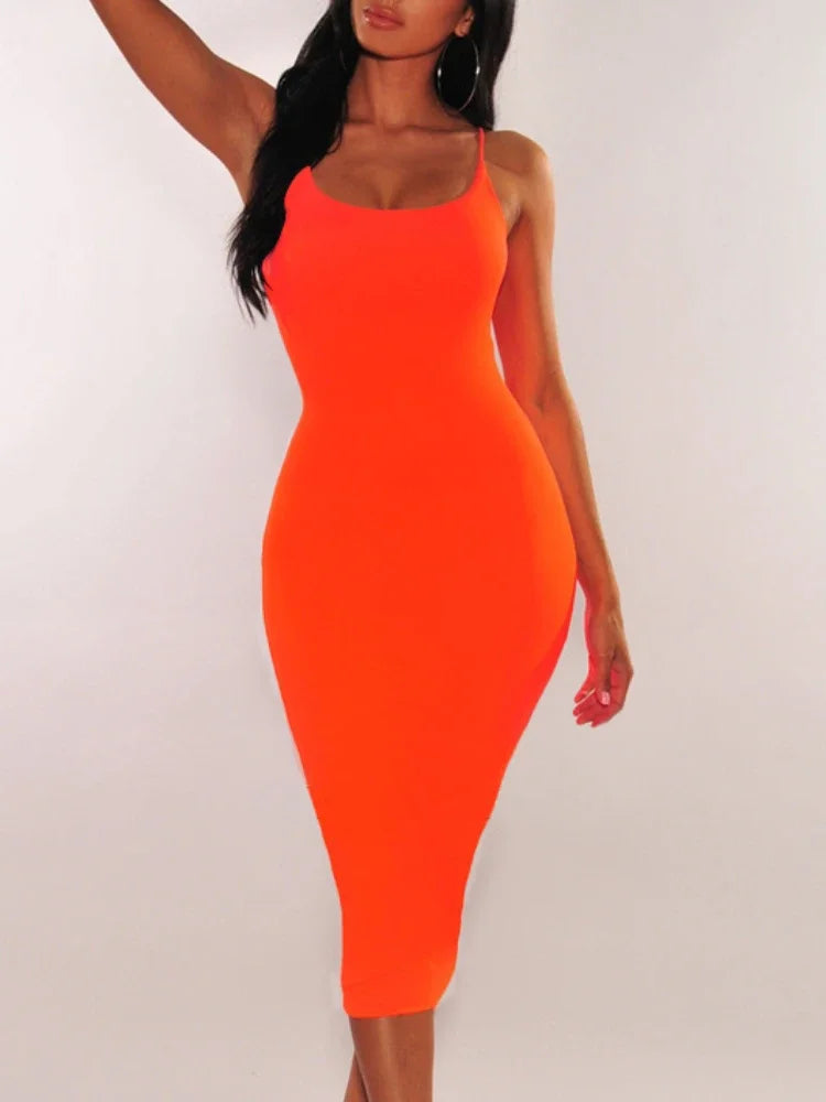 Elegant Spaghetti Strap Bodycon Dress for Women