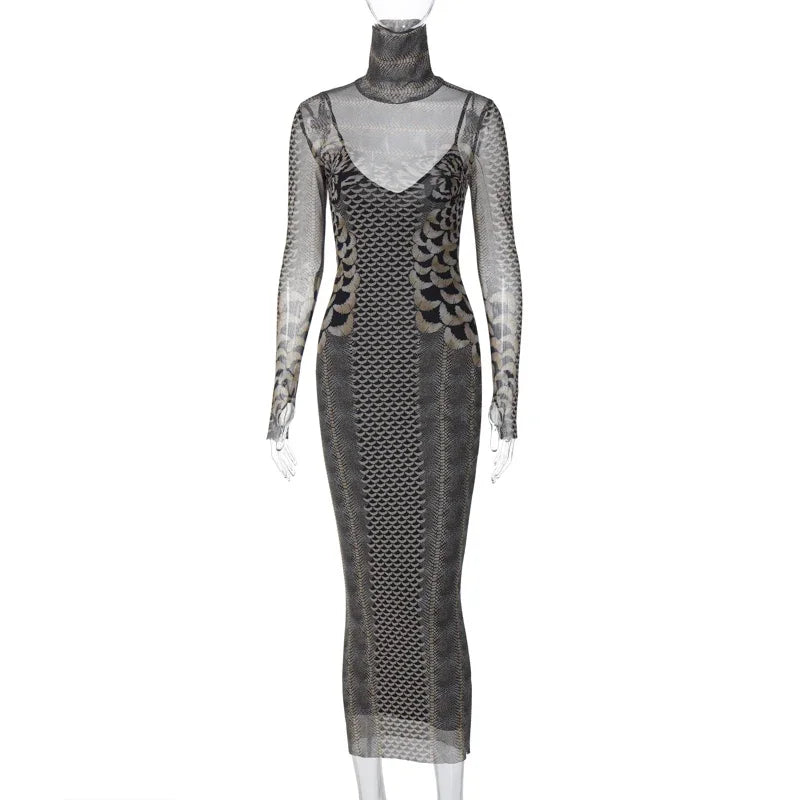 Sheer Mesh Bodycon Midi Dress for Parties and Events - Image 6