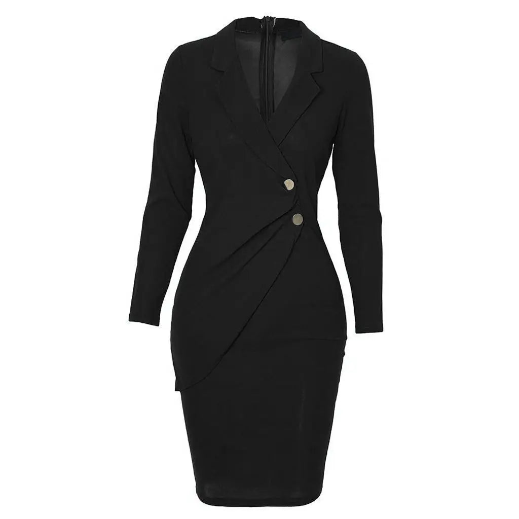 Elegant Long Sleeve Midi Dress for Business and Office Wear - Image 6