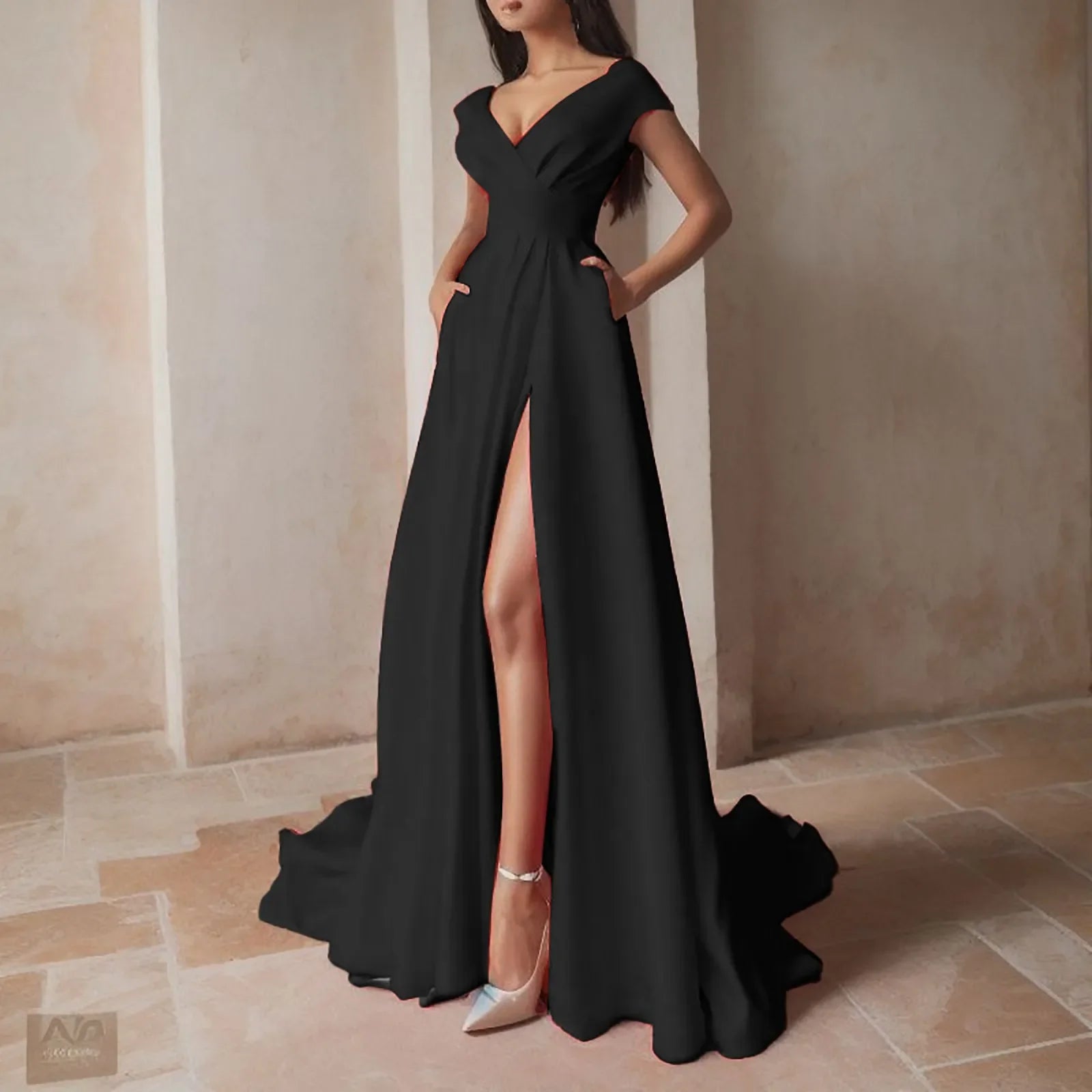 Elegant Backless V-Neck White Party Dress with High Waist - Image 8