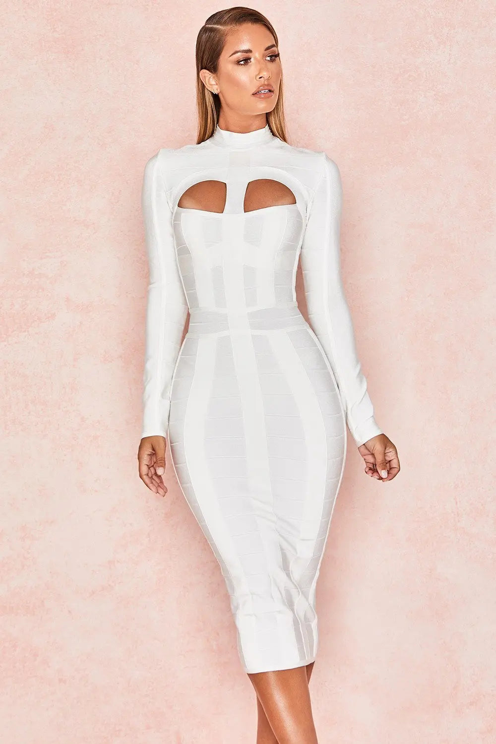 Winter Hollow Cut-Out Knitted Bodycon Dress for Women - Image 7