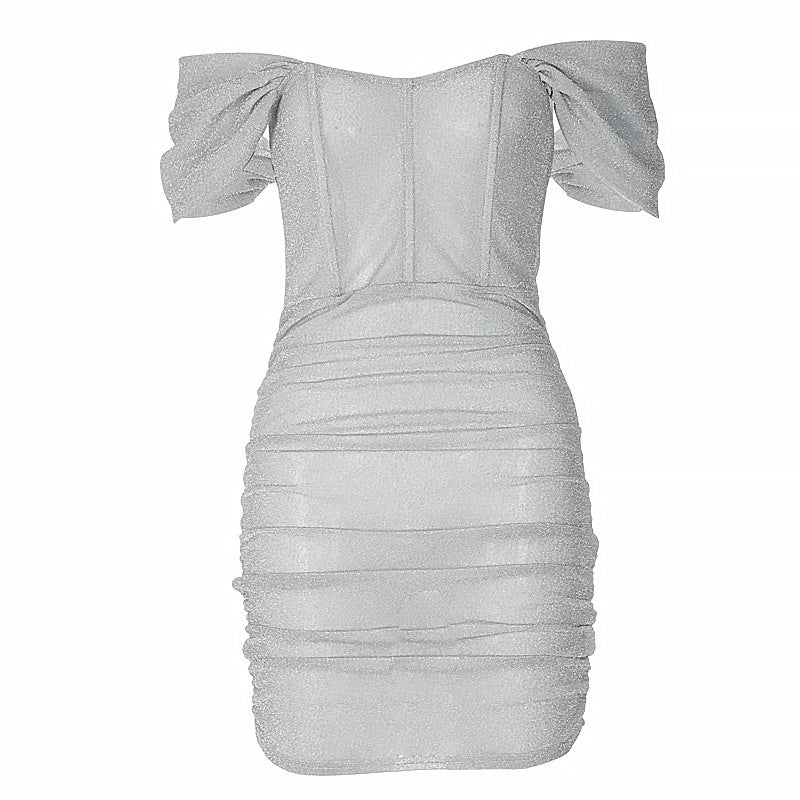 Elegant Off-Shoulder Glitter Corset Mini Dress for Parties - Image 16