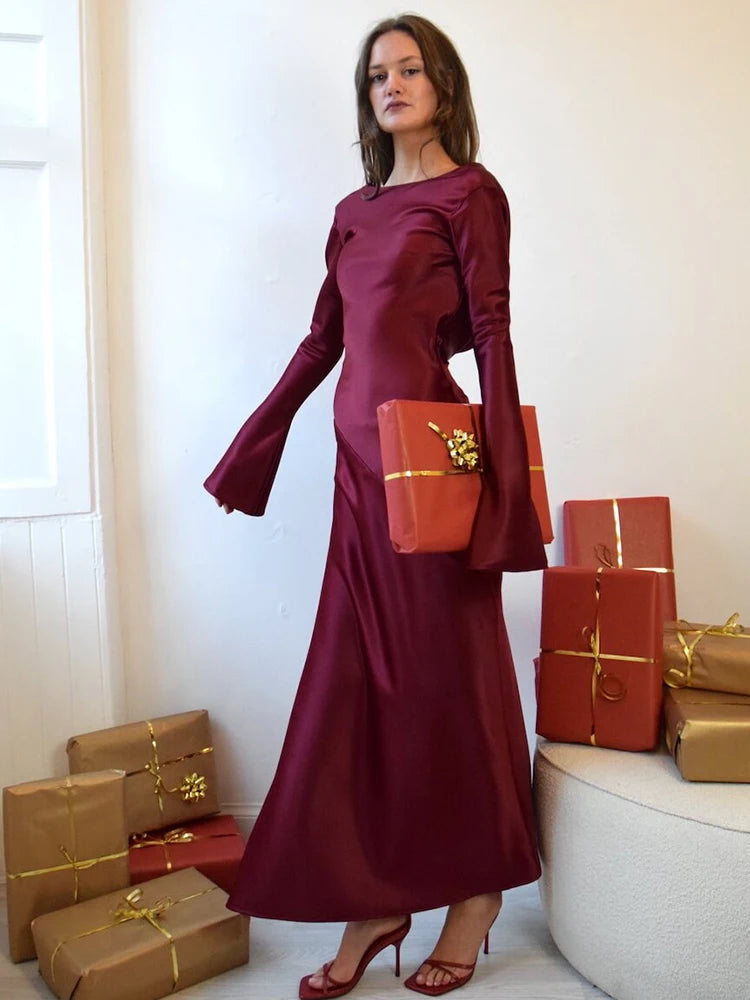 Elegant Satin Christmas Evening Dress for Women - Image 6