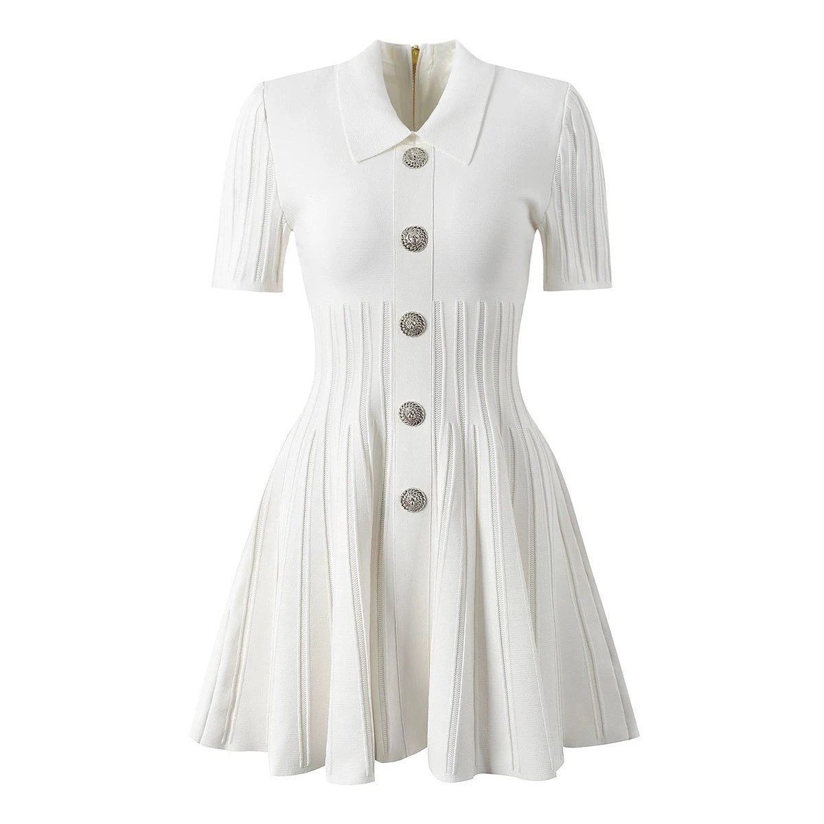Fashionable Elastic Knitted Pleated Casual Women's Dress - Image 5