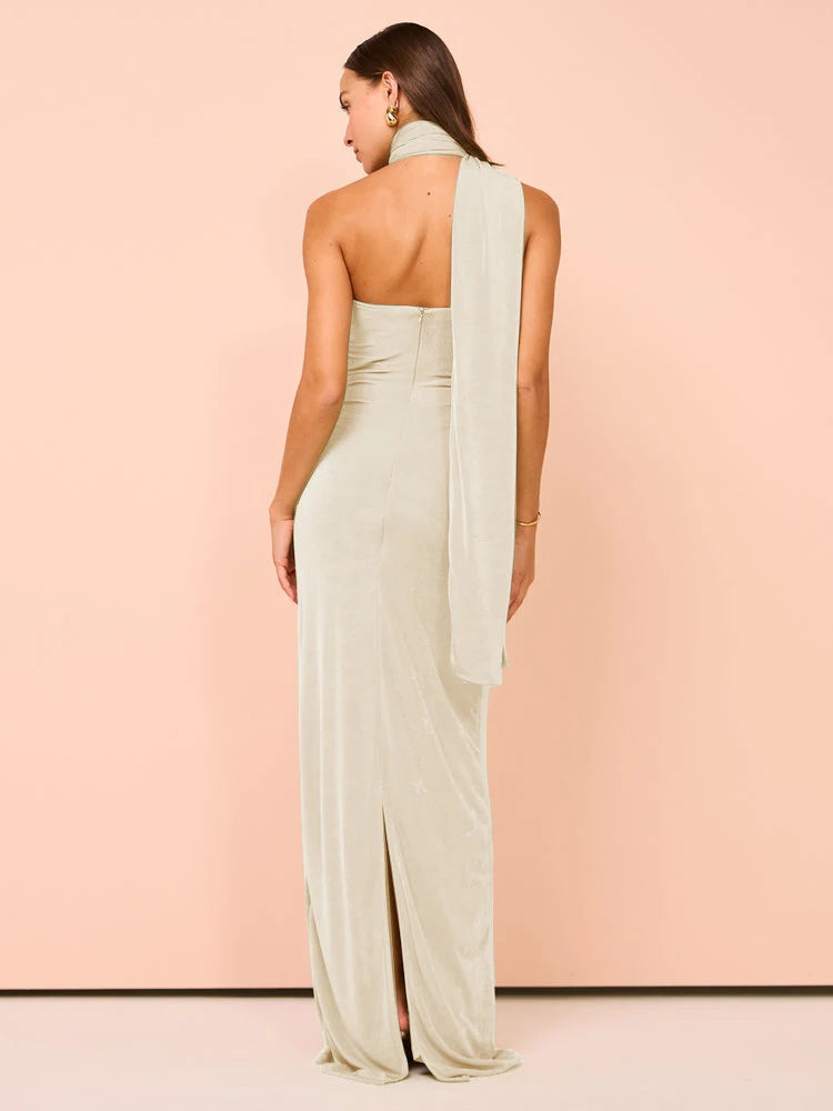 Elegant Halter Backless Maxi Dress for Women - Sleeveless Party Wear - Image 42