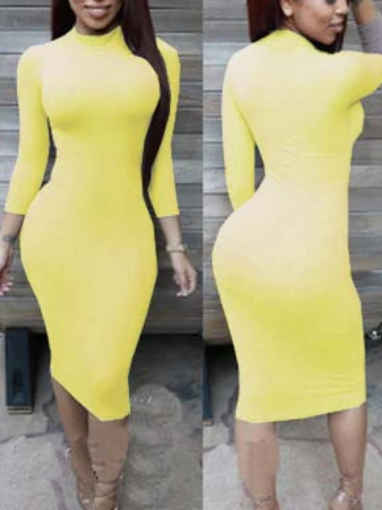 Elegant Bodycon Dress with Long Sleeves for Parties - Image 5