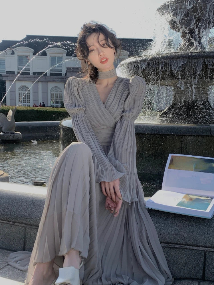 Elegant Irregular Ruffle Long Dress for Parties and Evenings - Image 20