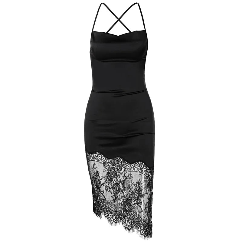Elegant Backless Bodycon Dress with Lace Hemline for Parties - Image 15