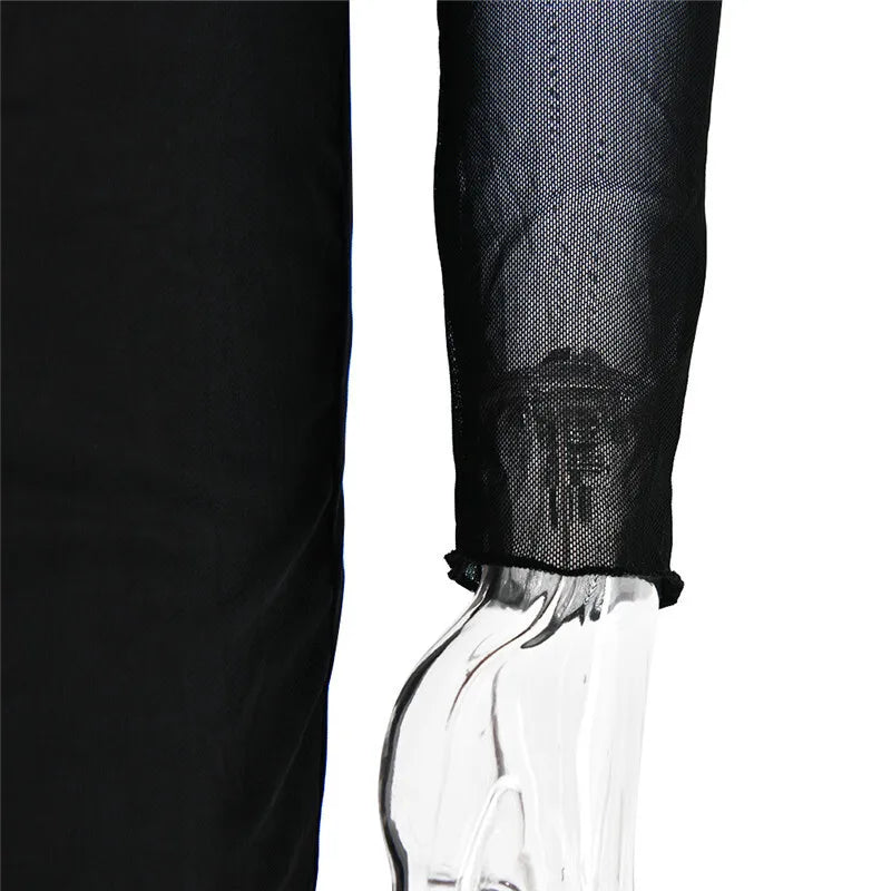 Elegant Sheer Long Sleeve Backless Maxi Dress for Women - Image 16