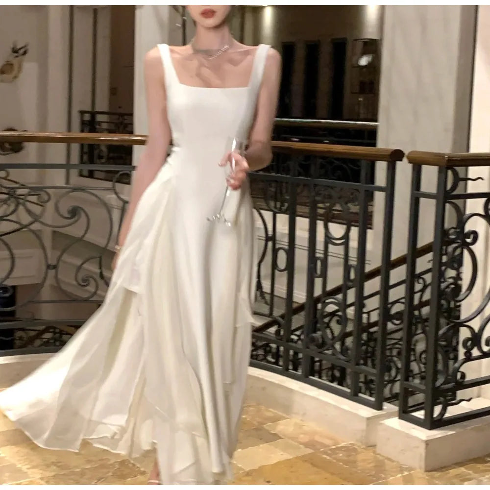 Elegant Sleeveless Square Collar A-Line Evening Dress - Image 11