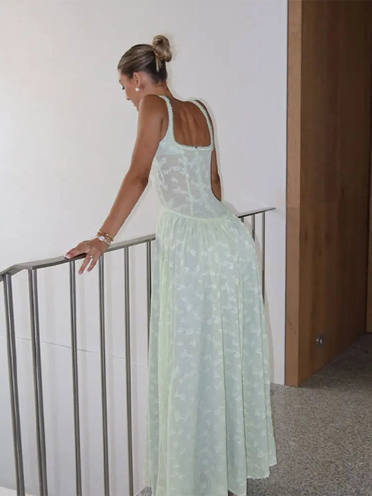 Elegant Floral Printed A-Line Sling Dress for Women - Image 8