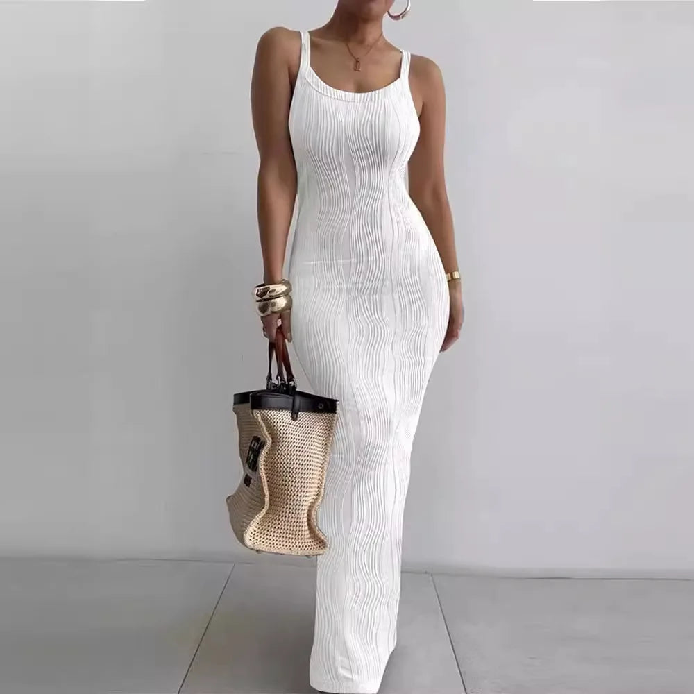 Summer Women's Casual Stripe V Neck Dress