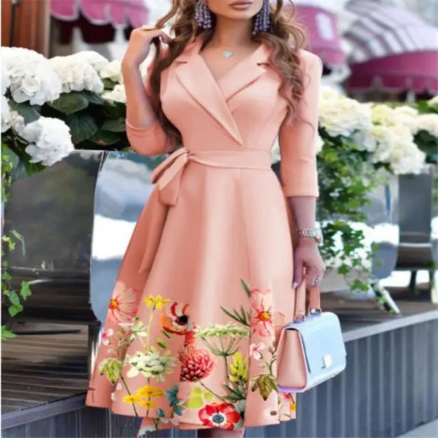 V-Neck Tie Waist Midi Dress - Stylish & Versatile - Image 15