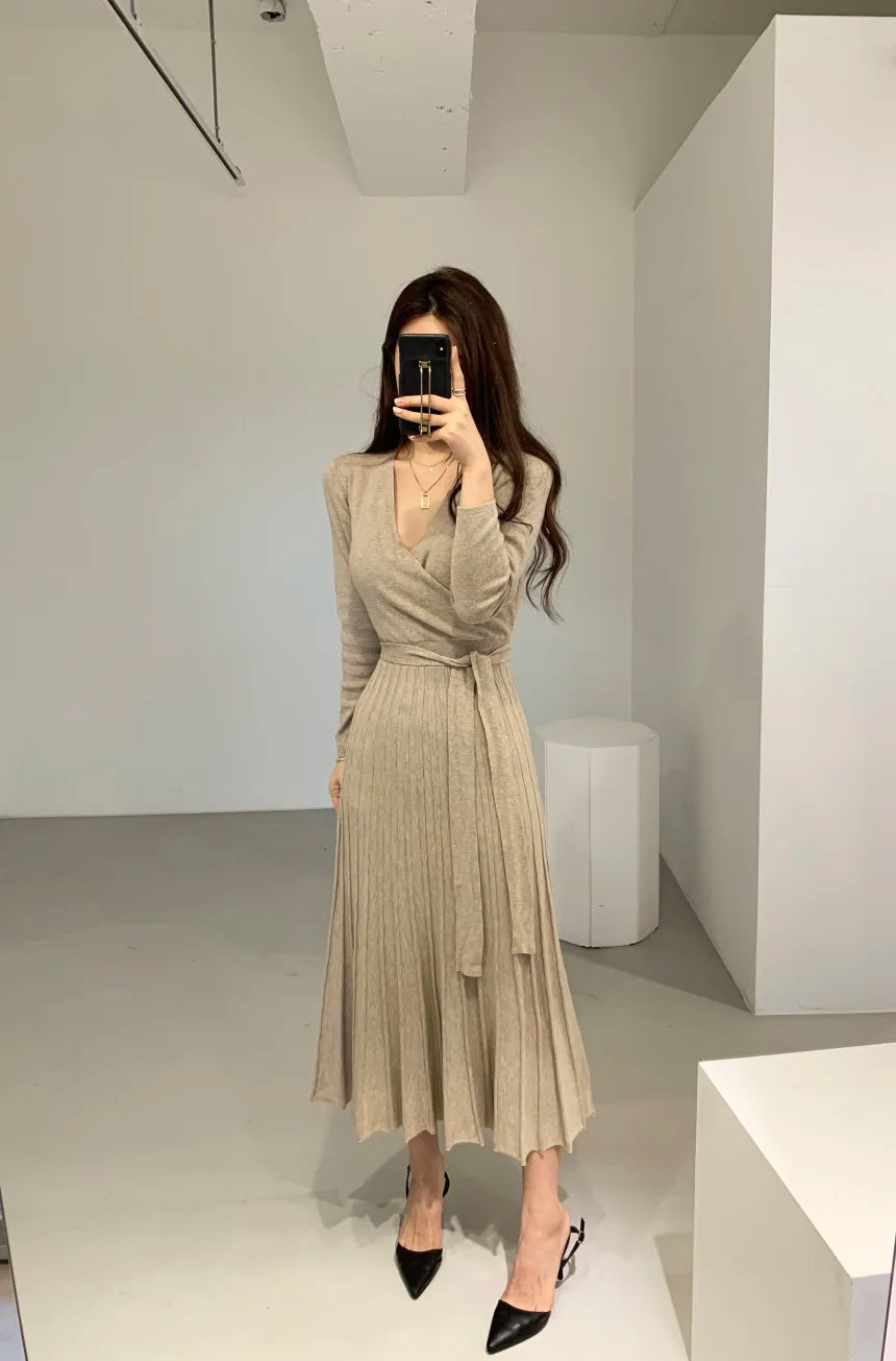 Chic Long Sleeve Stretchy Knitted Bodycon Dress for Women - Image 19
