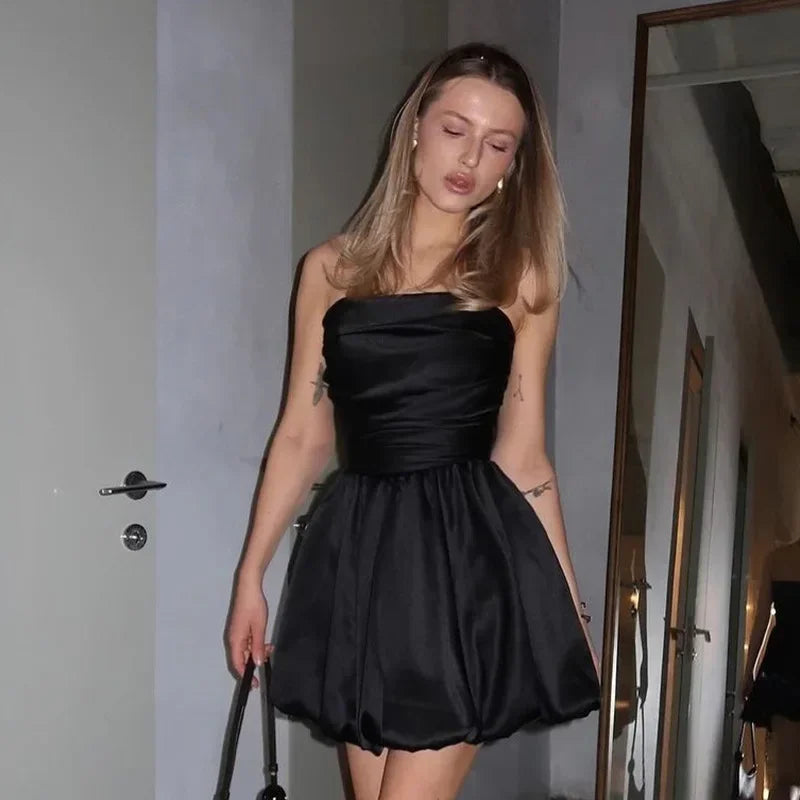 Elegant Off-Shoulder Pleated Mini Dress for Women - Image 31