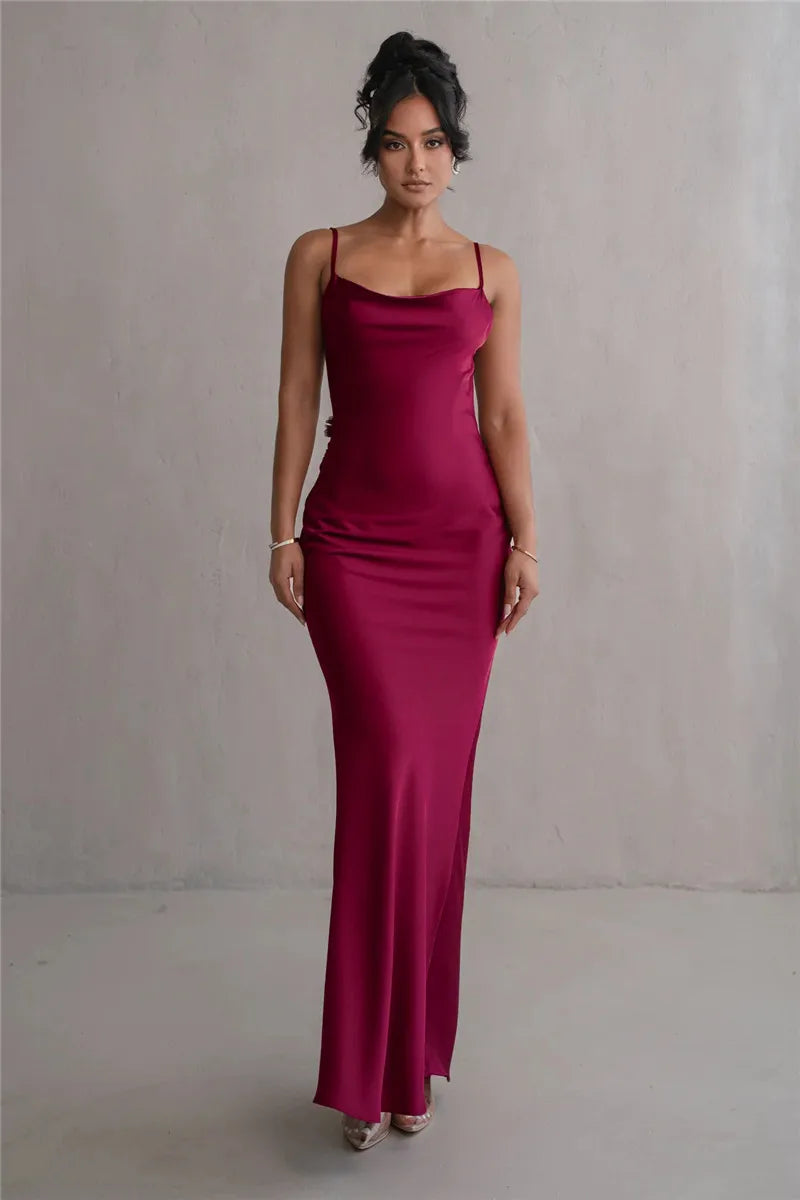 Elegant Backless Maxi Dress with Spaghetti Straps for Women - Image 38