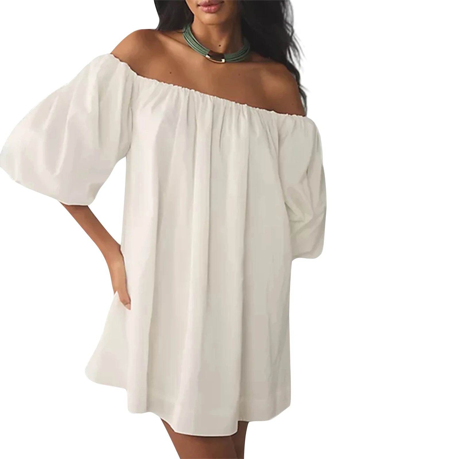 Chic Off-Shoulder Summer Mini Beach Dress for Women - Image 8