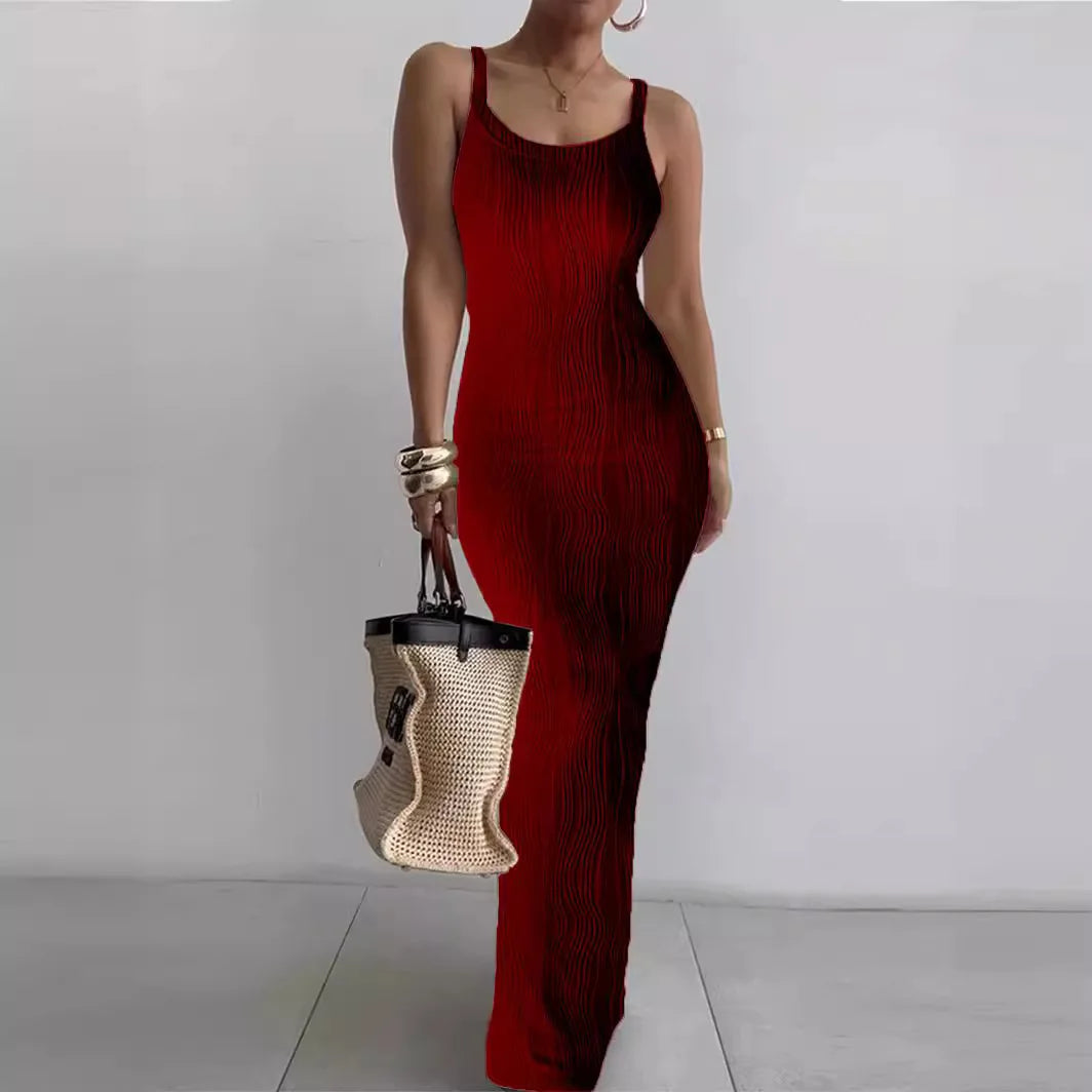 Summer Women's Casual Stripe V Neck Dress - Image 8