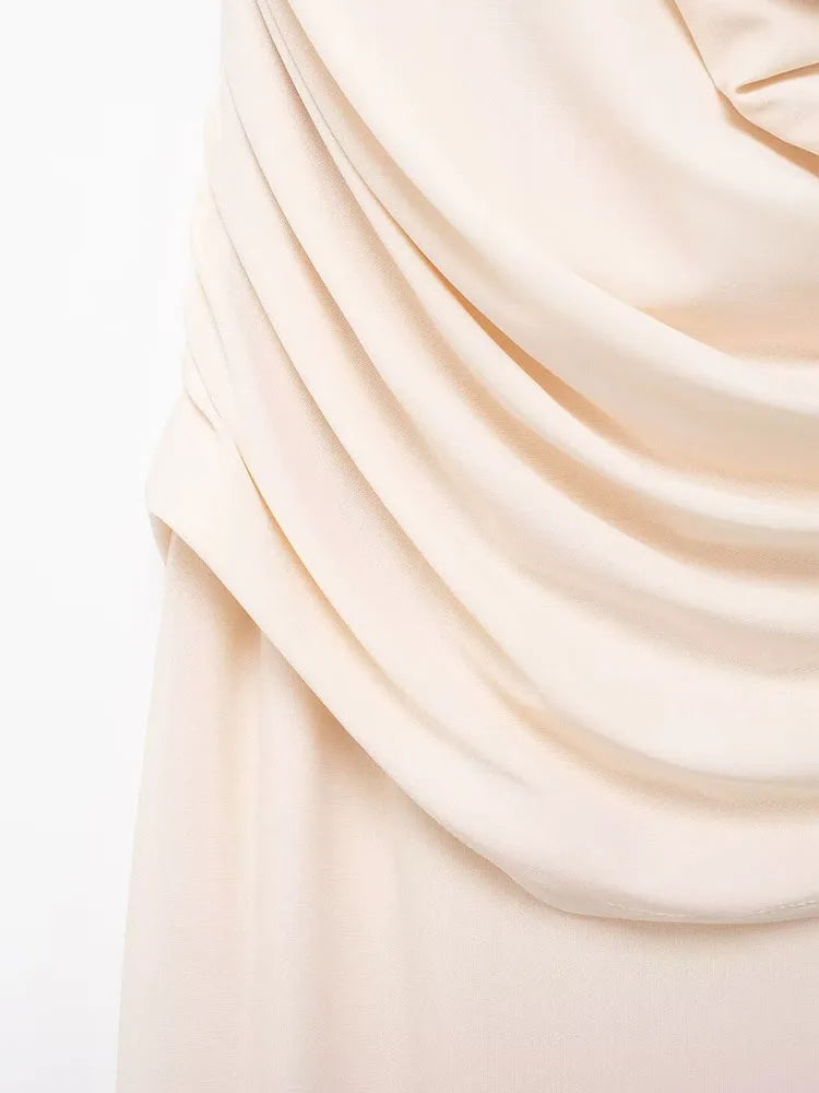 Elegant Backless Draped Halter Neck Long Dress - Image 11