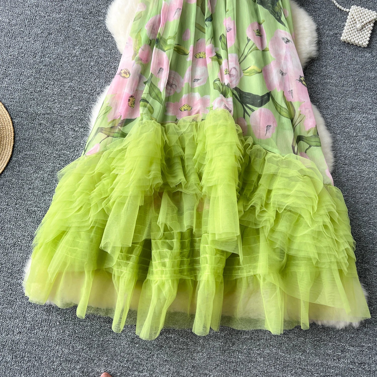 French Vintage Mesh Splice Beach Ball Gown Dress - Image 31
