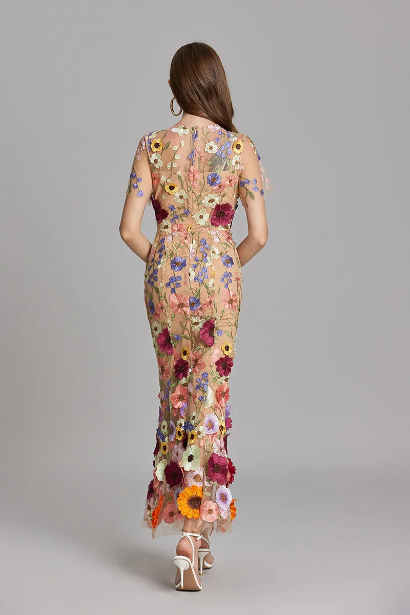 Embroidered 3D Flower Mesh Waist Bag & Dress Collection - Image 25