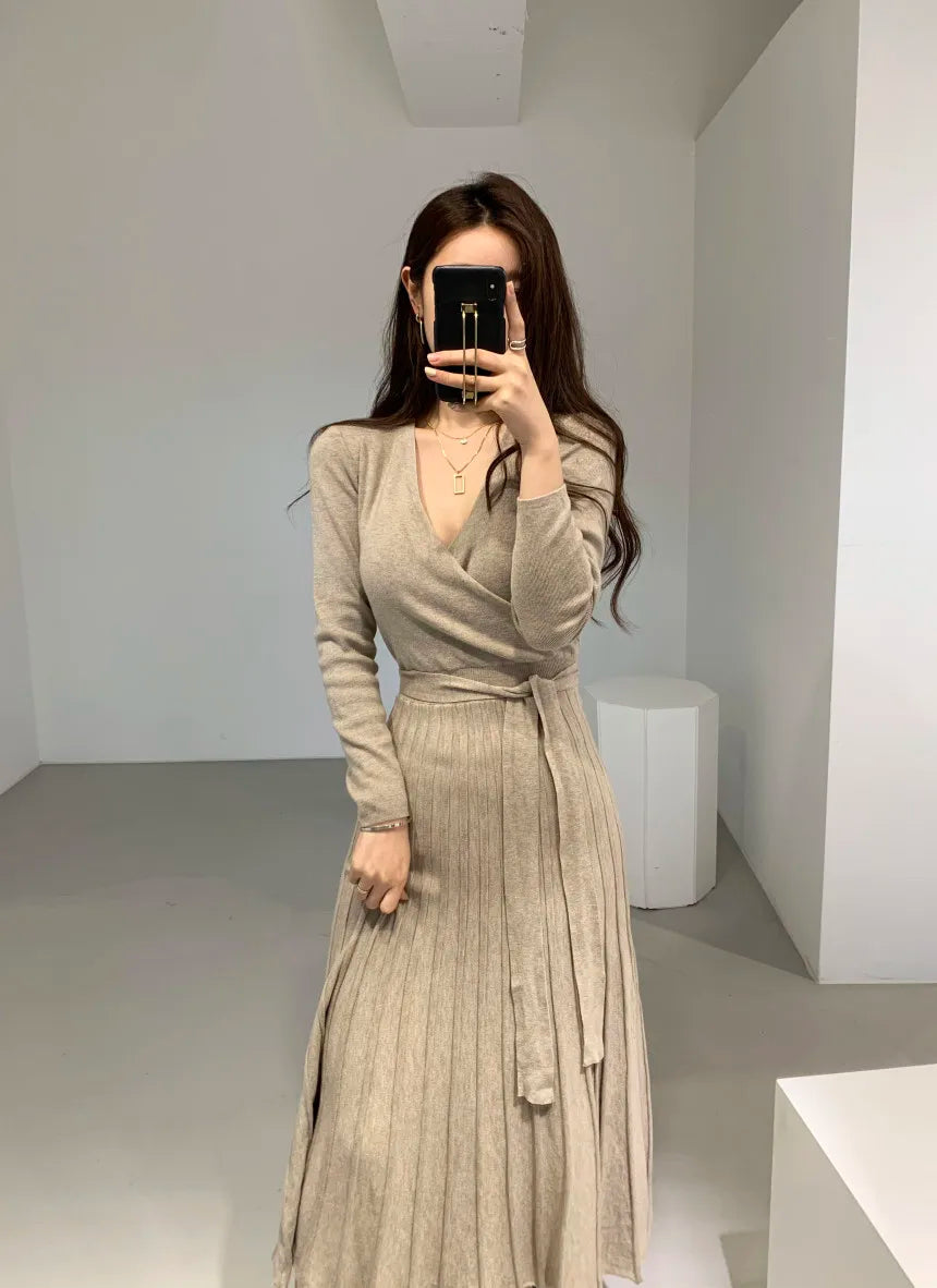 Chic Long Sleeve Stretchy Knitted Bodycon Dress for Women - Image 27