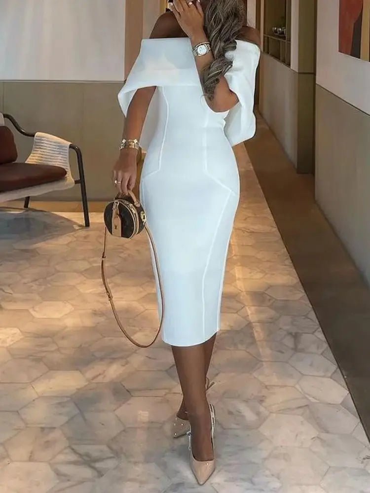 Elegant Off-Shoulder White Summer Dress for Parties - Image 4