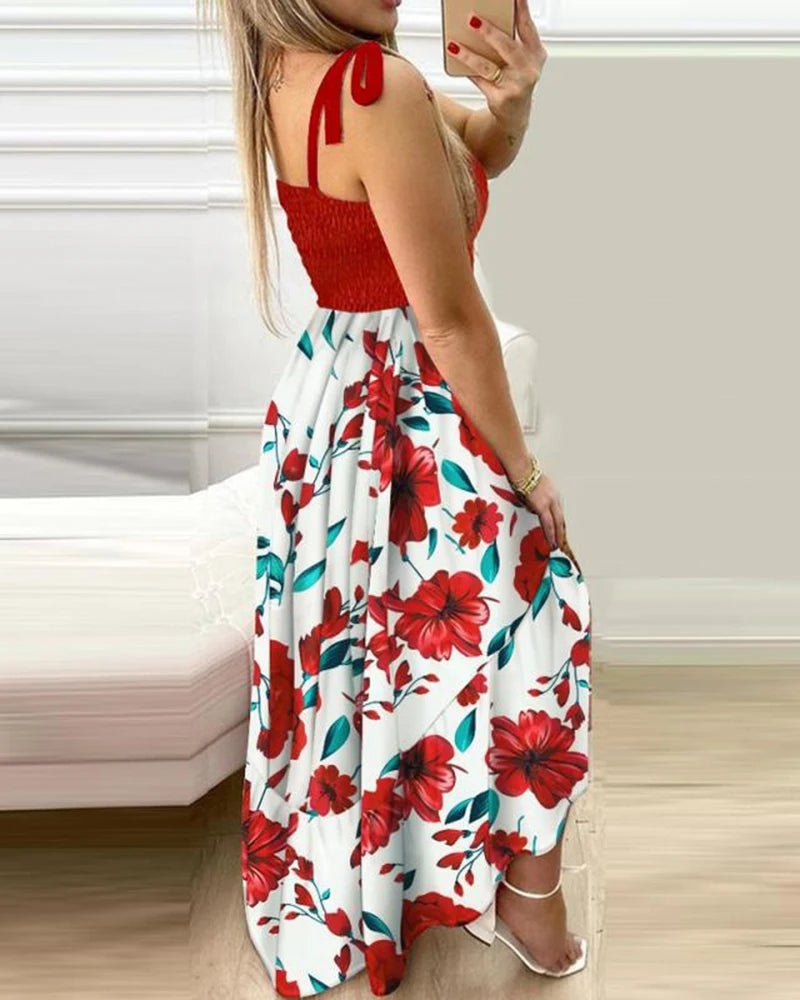 Elegant Floral Maxi Dress with Spaghetti Straps for Women - Image 8
