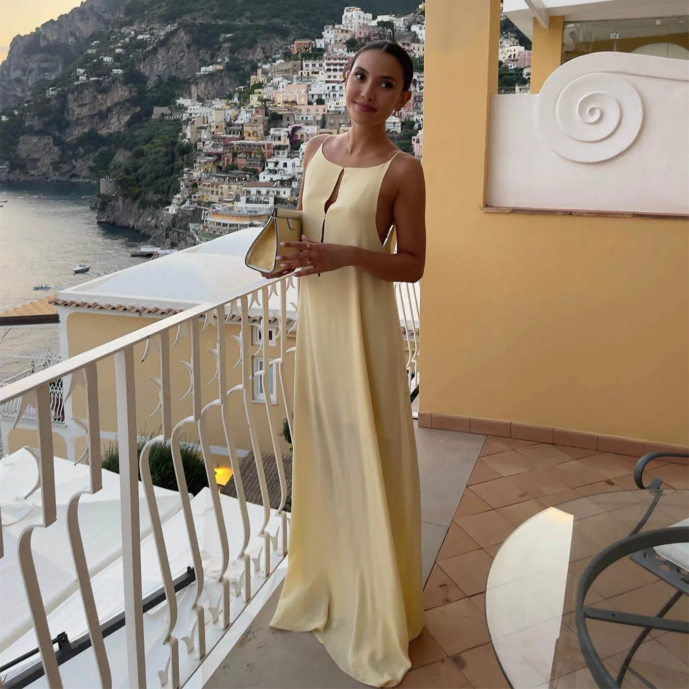Elegant Open Back Satin Maxi Dress for Summer Events - Image 3