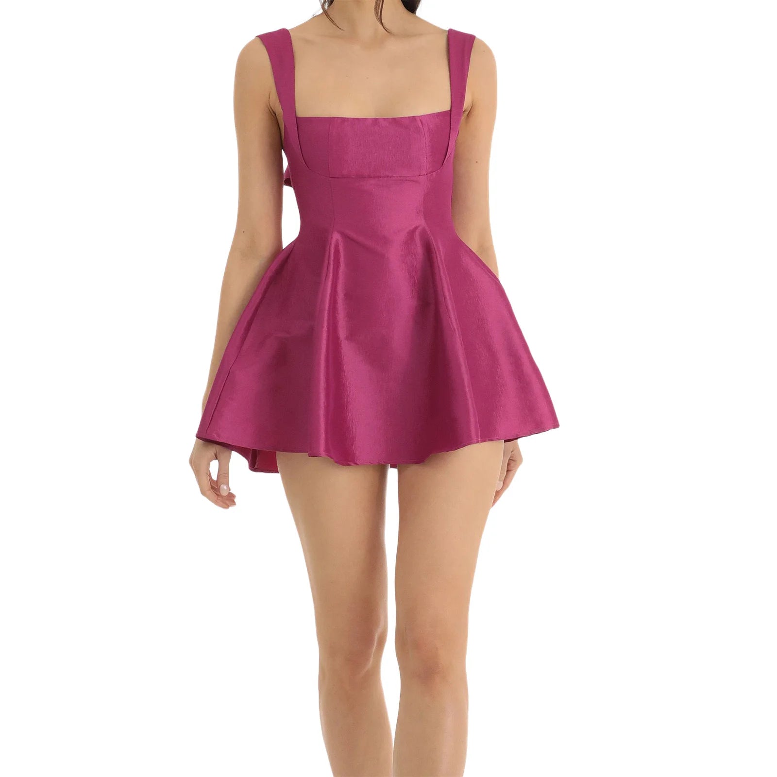 Chic Backless A-line Dress with Big Bow Straps - Image 4