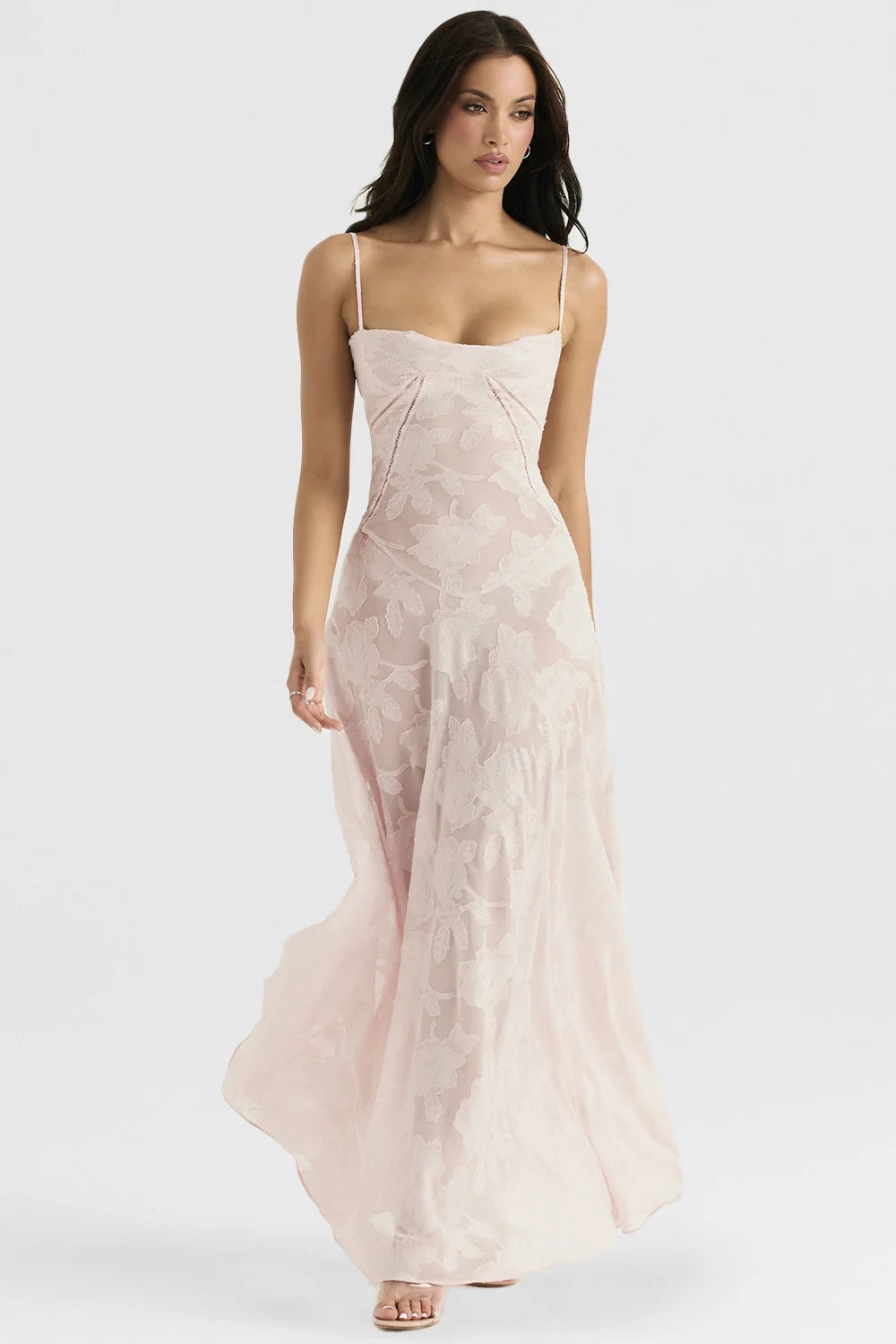 Elegant Boho Sheer Lace Maxi Dress with Spaghetti Straps - Image 15