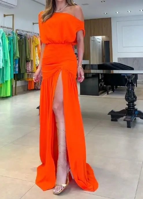 Chic Women’s Short Sleeve Split Neck Maxi Dress - Image 8