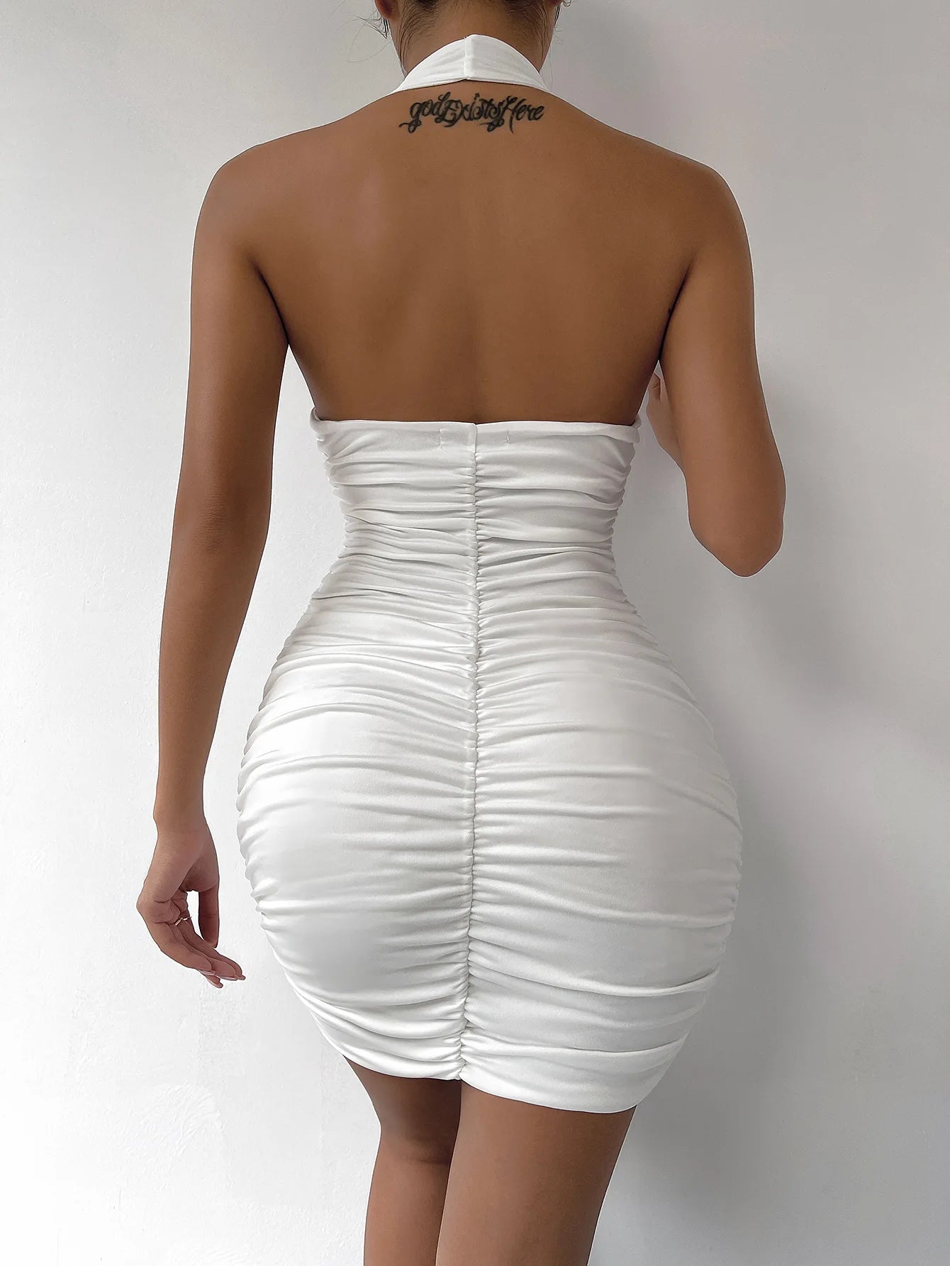 Sexy Ruffle V Neck Halter Mini Dress for Parties - Image 15