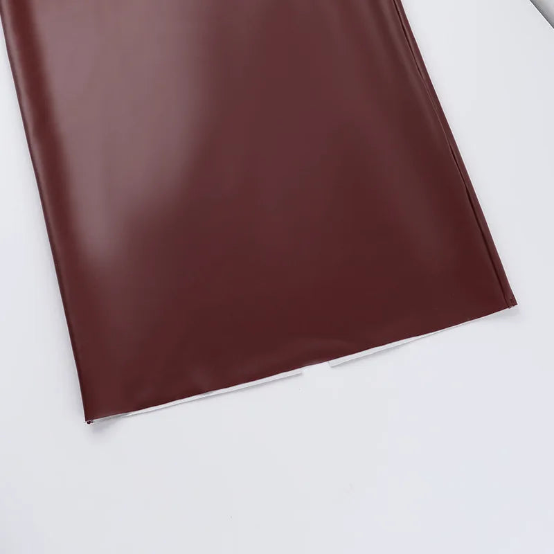 Stylish Solid Color PU Leather Splicing Bodycon Dress - Image 14