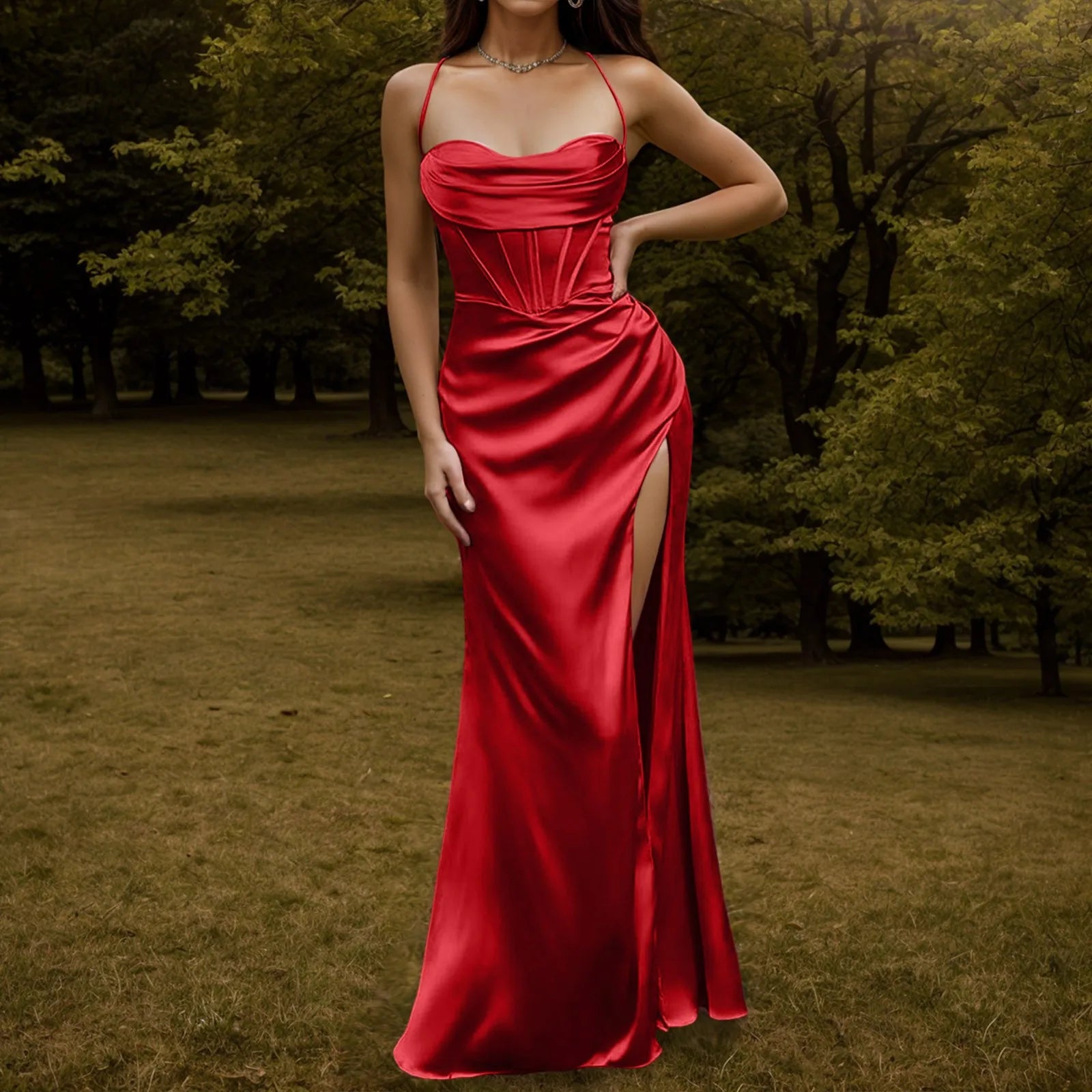 Elegant Backless Slit Formal Evening Dress for Women - Image 5