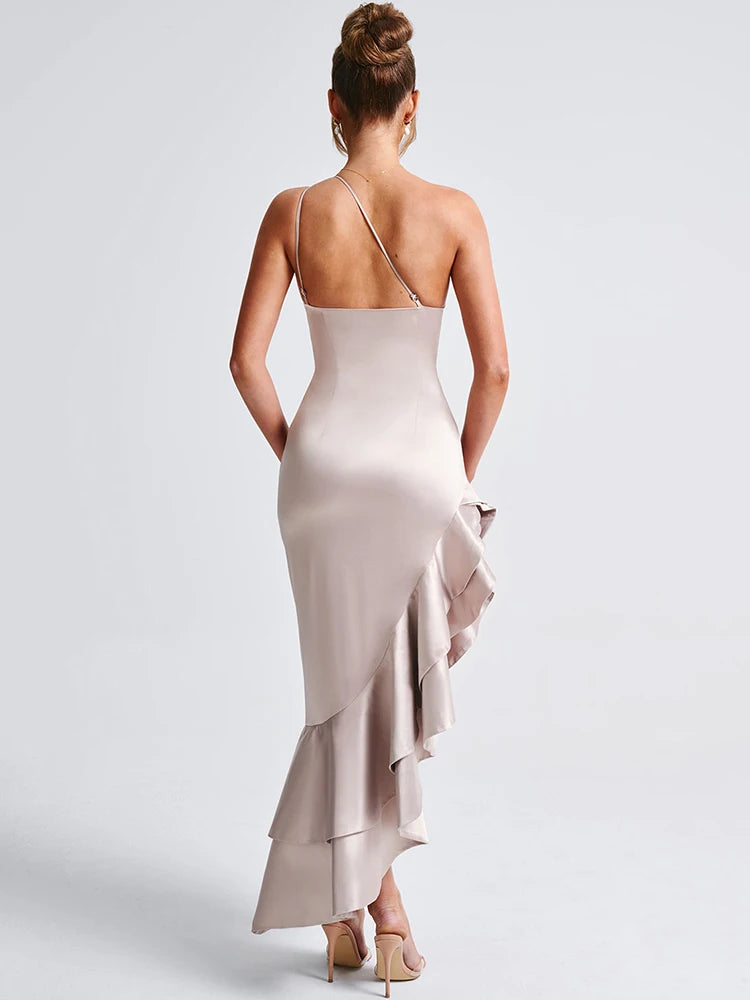 Elegant Ruffled High Split Backless Maxi Dress for Women - Image 6