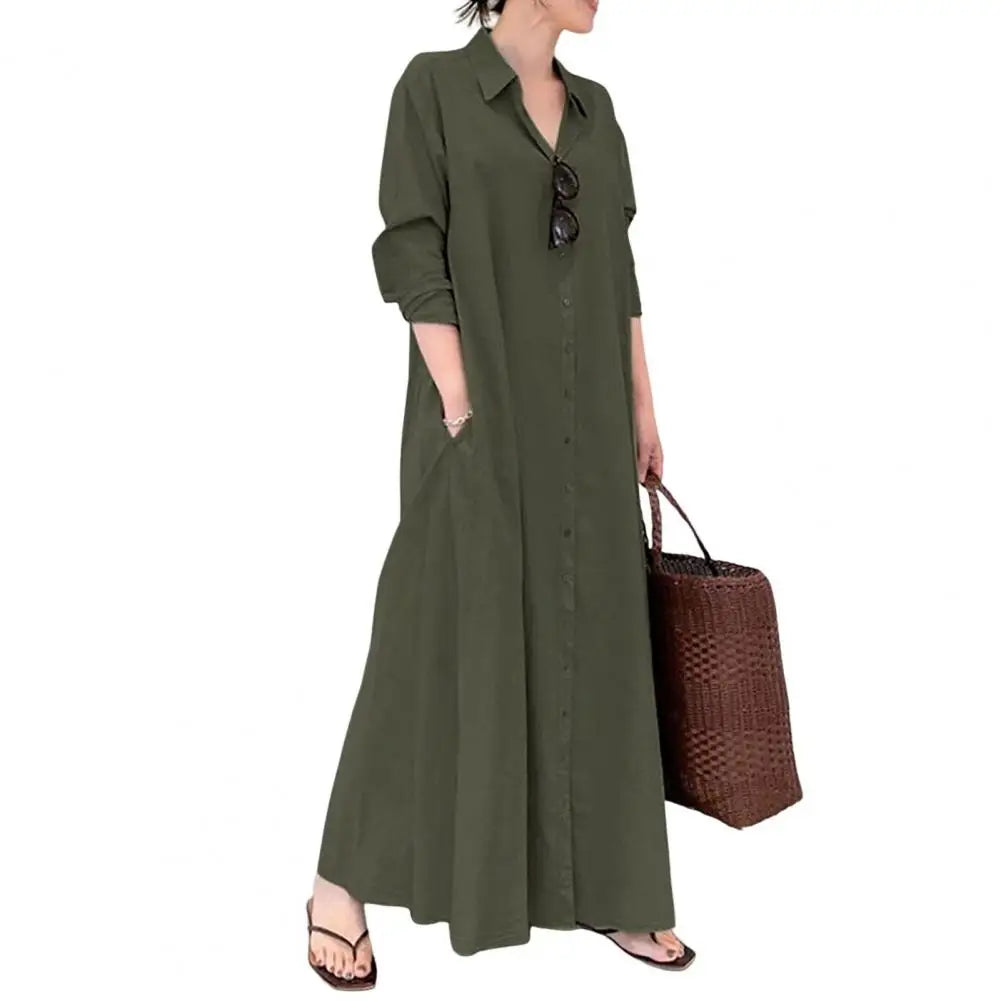 Chic Loose Cut Maxi Dress with Button Closure - Image 8