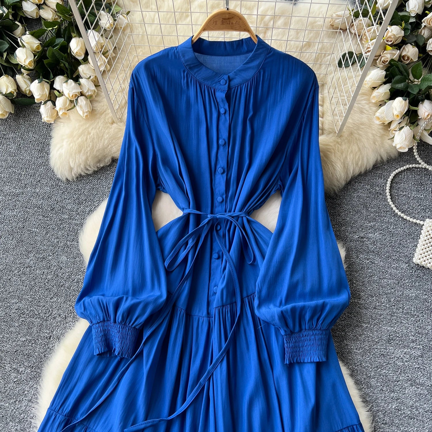 Elegant A-Line Beach Dress with Loose O-Neck Sleeves - Image 39