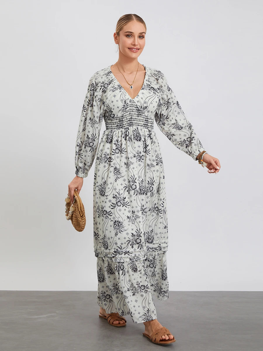 Bohemian Floral Print Flowy Beach Dress for Women - Image 104