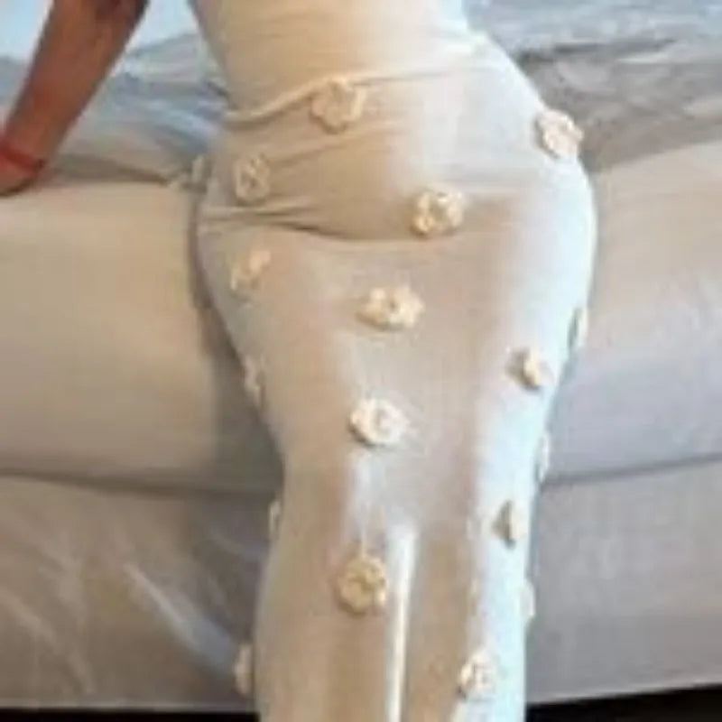 Floral Backless Knit Halter Dress for Women - Image 23