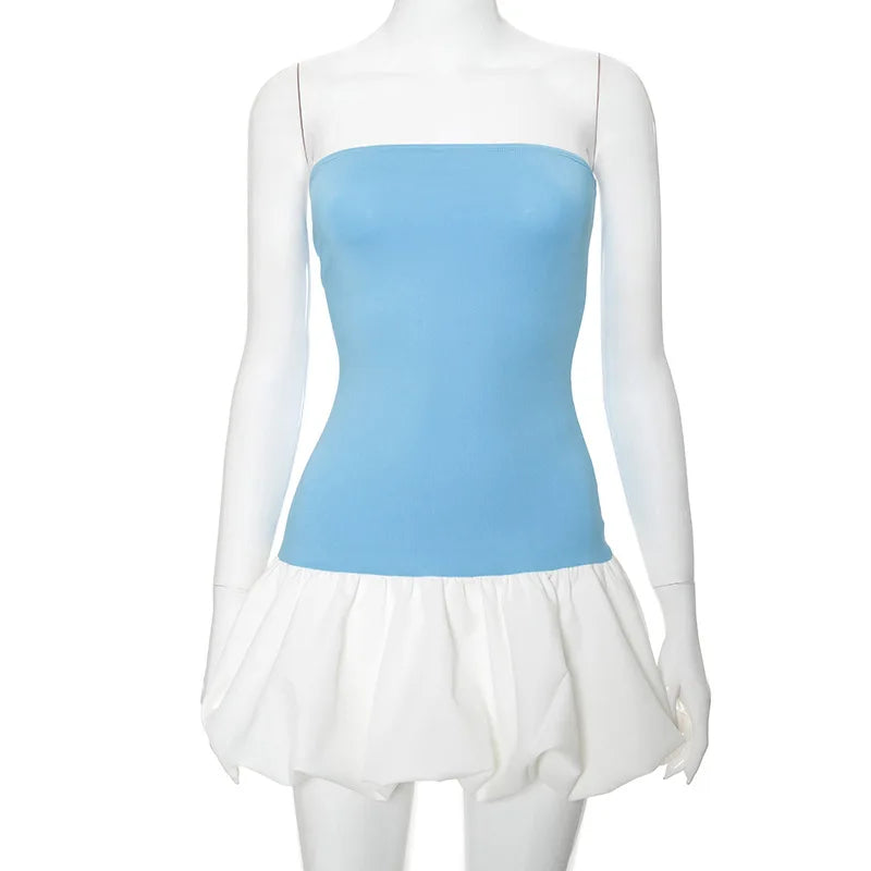 Contrast Color Strapless Mini Dress for Women - Y2K Style - Image 12
