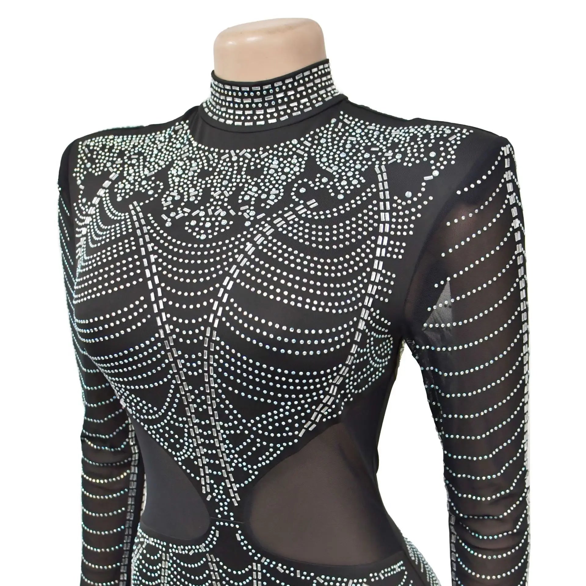 Elegant Long Sleeve Black Mesh Dress for Women - Image 20