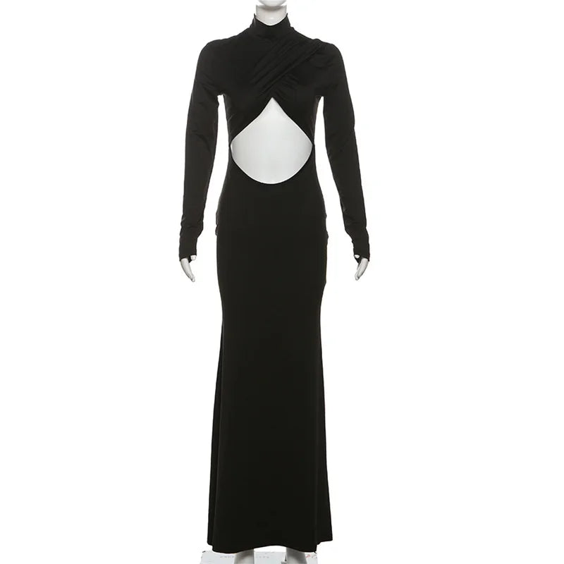 Hollow Out Backless Turtleneck Bodycon Dress for Women - Image 13