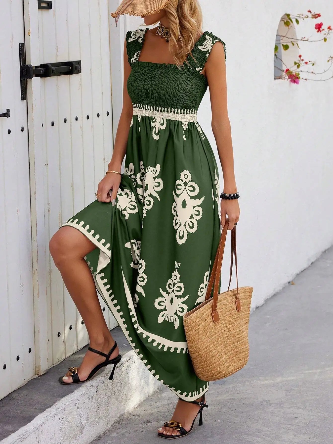 Elegant Women's Halter Beach Sundress with Stylish Print - Image 49