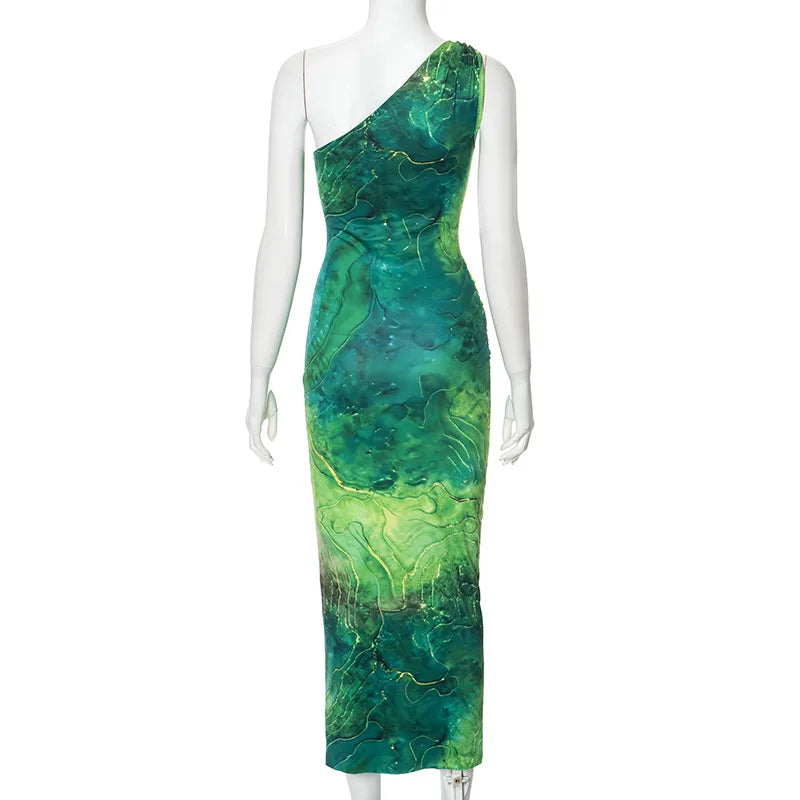 Chic Gradient Maxi Dress: One-Shoulder Backless Summer Style - Image 10